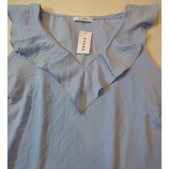 EVANS Women's Sleeveless Shirt Vest Blouse Frill Pale Blue Color Plus Size 22 - Picture 4 of 7